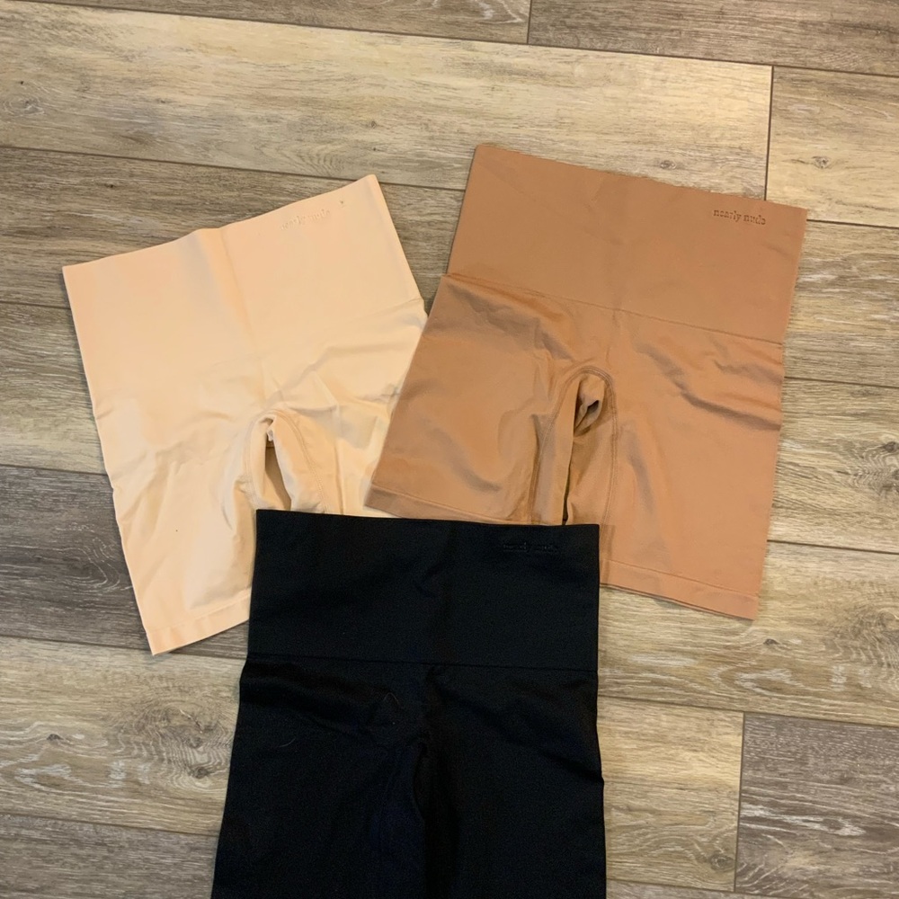 High-Waisted Shapewear Shorts Set - Black, Tan, Cream